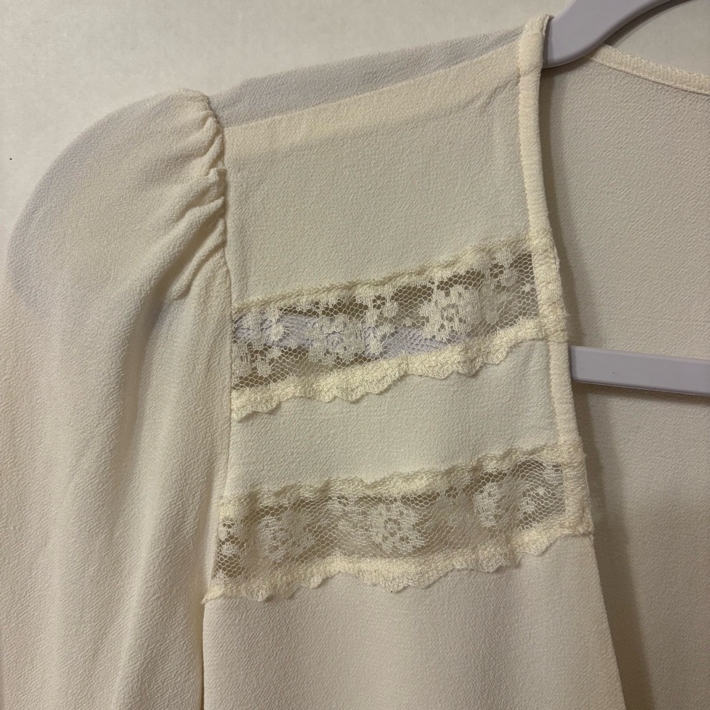 Reformation womens Ivory Lace Accent Blouse Size Small - Picture 9 of 15